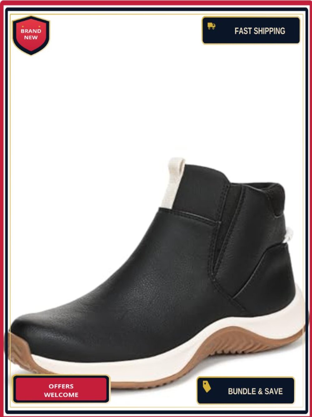 Women's Ankle Boots Pull On Zip Faux Leather Water Repellent Walking Comfort